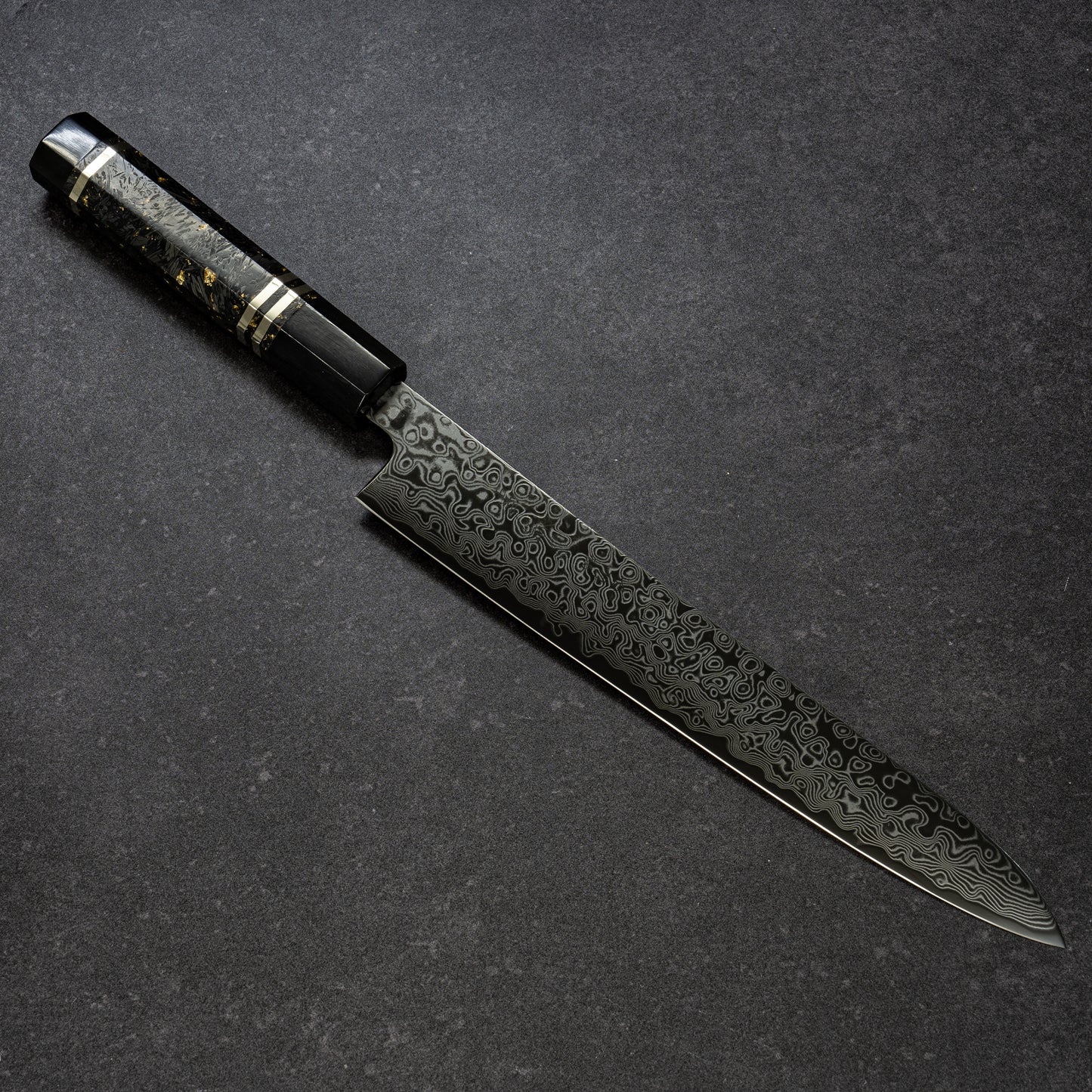 DLC Coated ZDP189 49lays Nickel Damascus Slicer 240mm