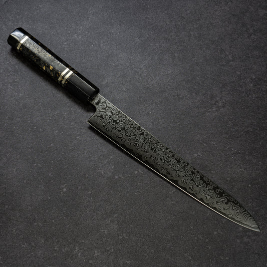 DLC Coated ZDP189 49lays Nickel Damascus Slicer 240mm