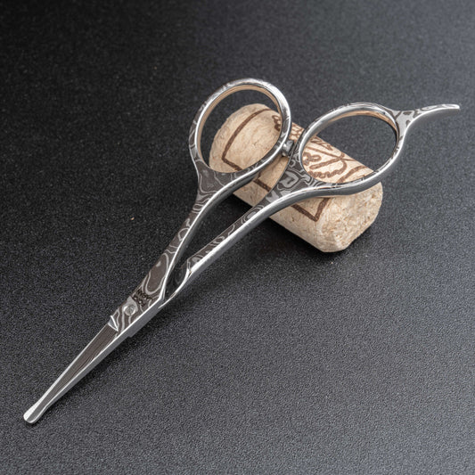 Damascus small scissors straight / Rounded