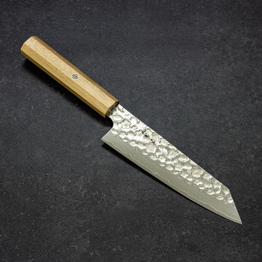 Polished Cherry Blossoms Hammered Finish 67lays Damascus Bunka 180mm