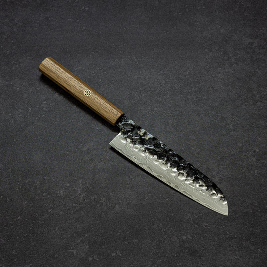 Black Cherry Blossoms Hammered Finish 67lays Damascus Mini-Santoku 150mm