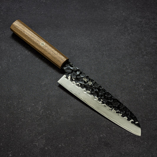 Black Cherry Blossoms Hammered Finish 67lays Damascus Santoku 180mm