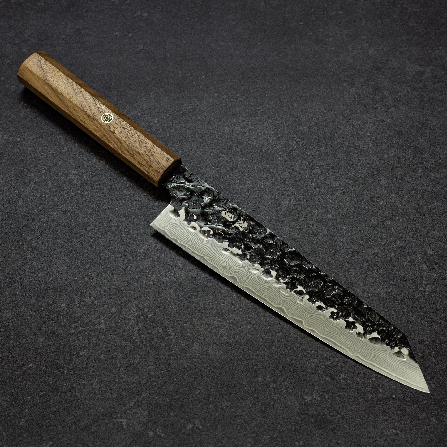 Black Cherry Blossoms Hammered Finish 67lays Damascus Bunka 210mm