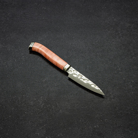 Polished Cherry Blossoms Hammered Finish 67lays Damascus Paring 90mm Pink Handle