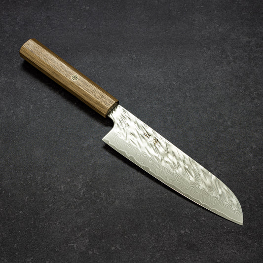 Scratch-Hammered Finish 67lays Damascus Santoku 180mm