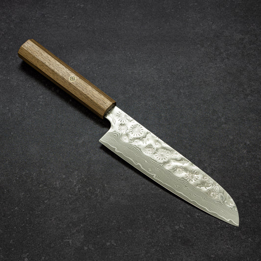 Fireworks & Goldfish Hammered Finish 67lays Damascus Santoku 180mm