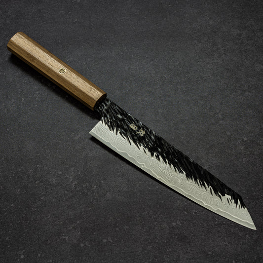 Black Scratch-Hammered Finish 67lays Damascus Bunka 210mm