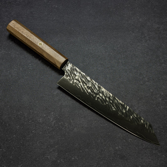 Black Coated Scratch-Hammered Finish 67lays Damascus Bunka 210mm